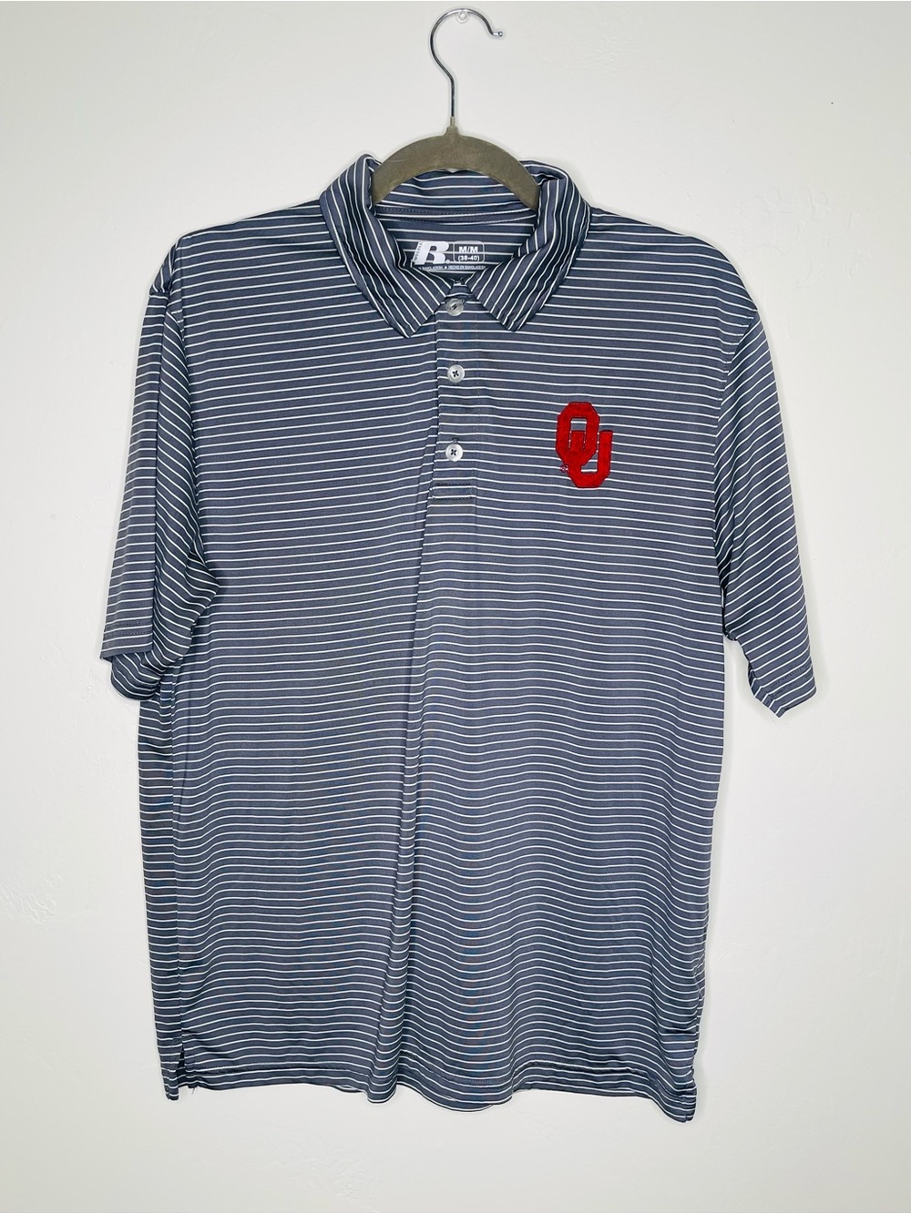 Russell Athletic Oklahoma Sooners OU Striped Performance Polo Men’s Medium